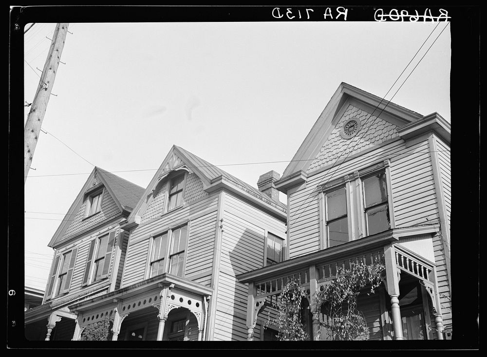 Top of three wood houses. Hamilton County, Ohio. Sourced from the Library of Congress.