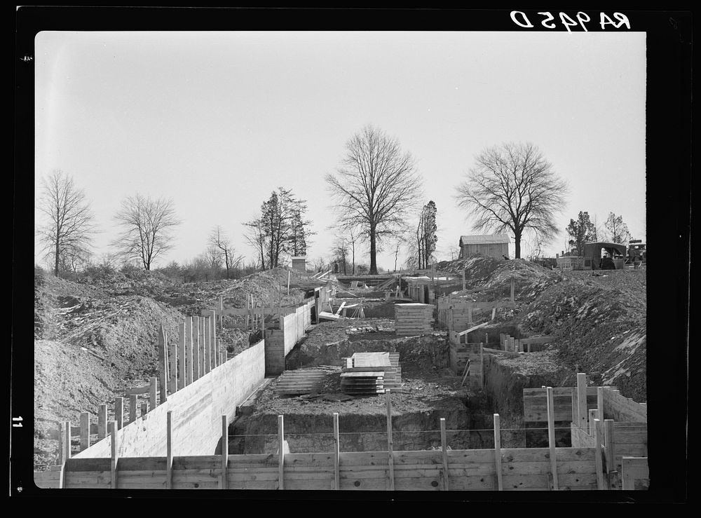 Cellar foundation at the Berwyn project, Maryland. Sourced from the Library of Congress.