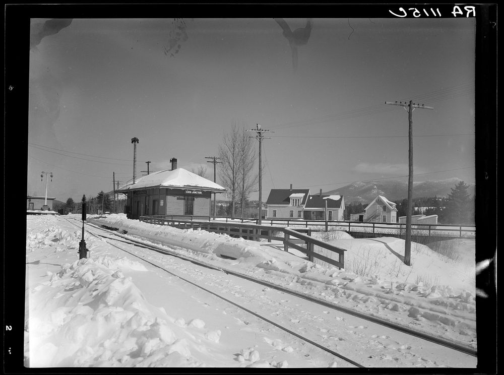Railroad station for sale. Coos County, New Hampshire. Sourced from the Library of Congress.