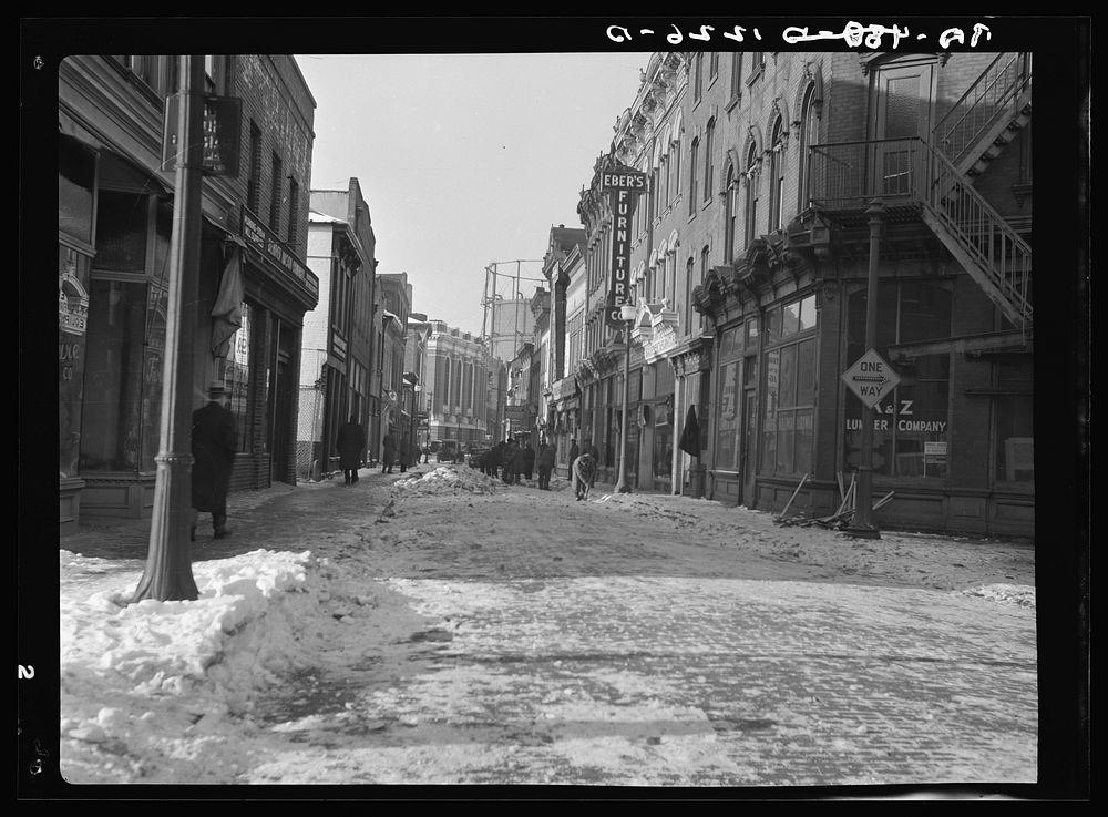 Narrow street in New Brunswick, New Jersey. Sourced from the Library of Congress.