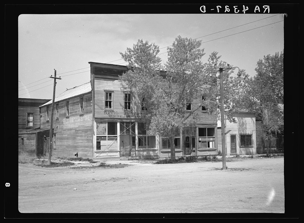A ghost town decaying as a result of drought and low farm produce prices.  Ardmore, South Dakota. Sourced from the Library…