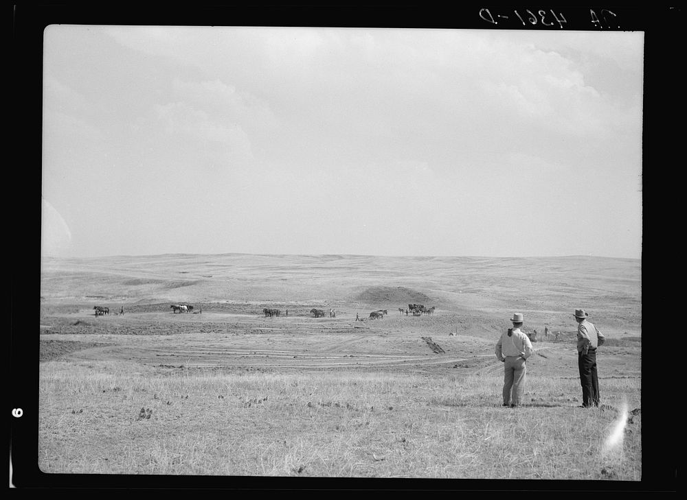 Start of construction on a stock water dam. Dawes County, Nebraska. Sourced from the Library of Congress.