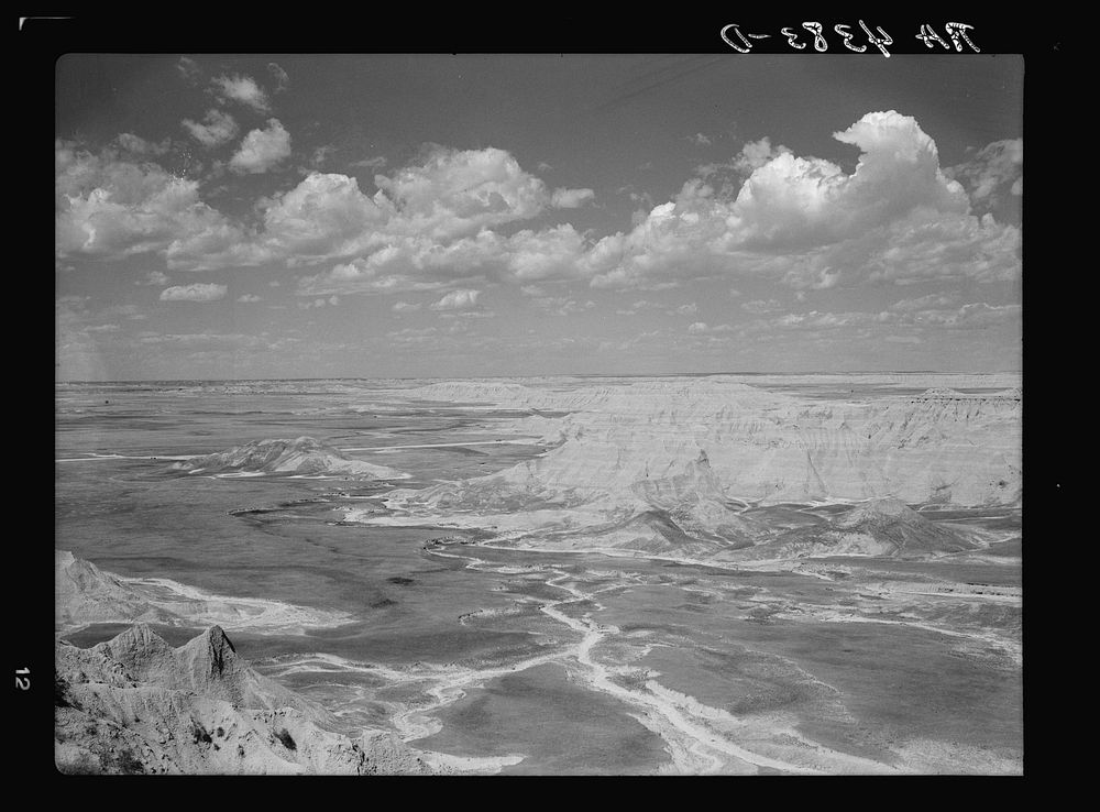 View of land purchased by United States Resettlement Administration for extension of Badlands National Park. South Dakota.…