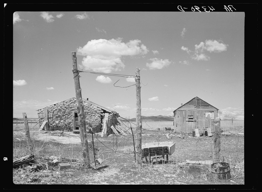 A sod house homestead on submarginal land purchased by United States Resettlement Administration. Pennington County, South…
