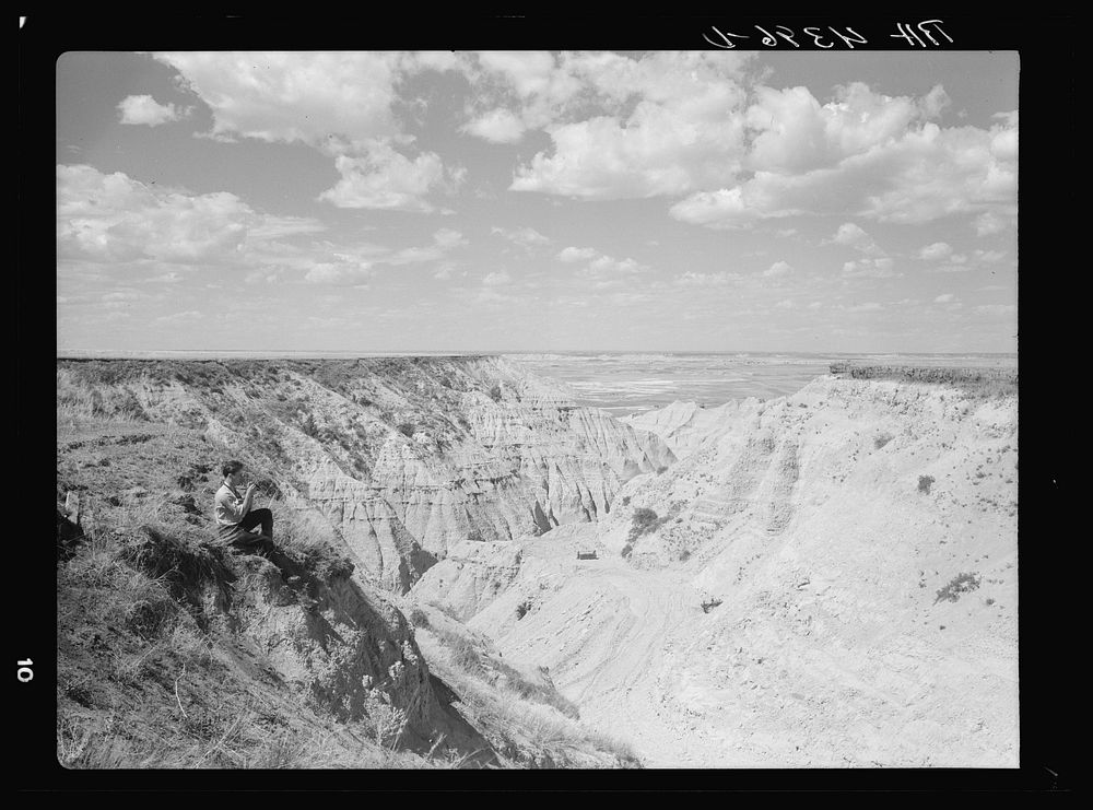 Road under construction by United States Resettlement Administration. Badlands National Park extension, South Dakota.…
