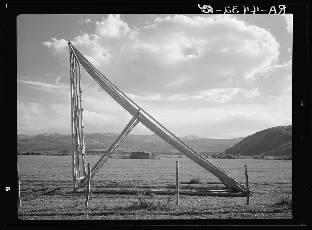 Wild hay stacker. Teton County, Wyoming. Sourced from the Library of Congress.