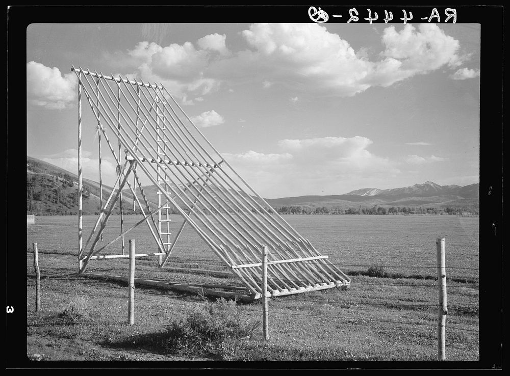 Hay stacker. Teton County, Wyoming. Sourced from the Library of Congress.