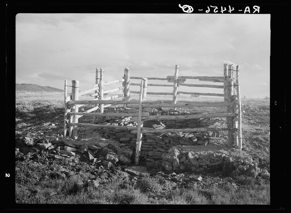 Natural spring cleaned and fenced on land use project. Converse County, Wyoming. Sourced from the Library of Congress.