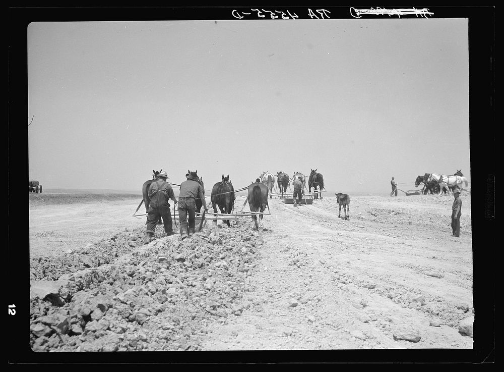 Construction on a stock water dam. Dawes County, Nebraska. Sourced from the Library of Congress.