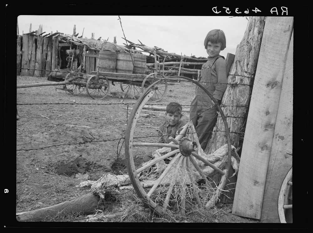 Children of submarginal farmer. Oneida County, Idaho. Sourced from the Library of Congress.
