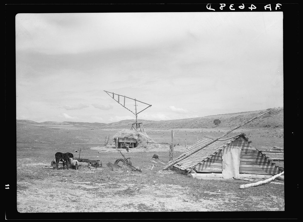 Derrick for stacking hay. Oneida County, Idaho. Sourced from the Library of Congress.