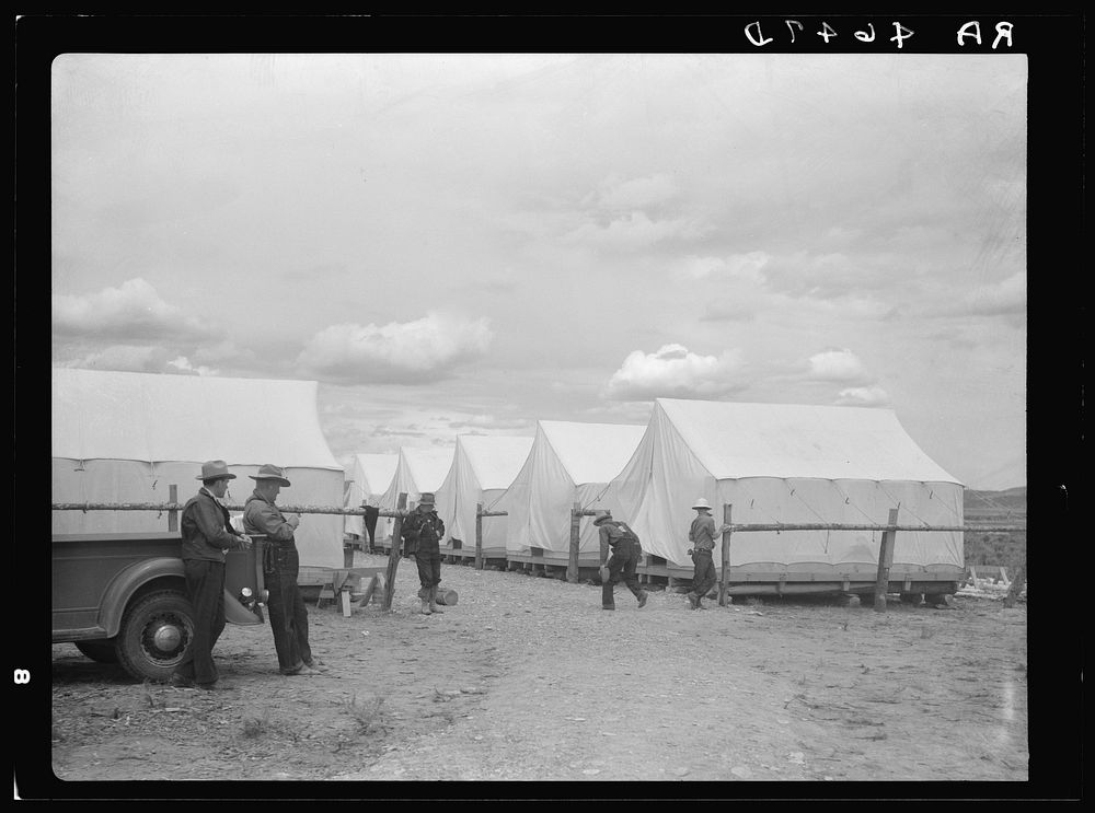 Resettlement Administration workcamp. Oneida County, Idaho. Sourced from the Library of Congress.