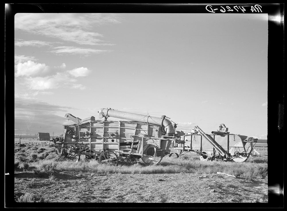Rusting and battered combines of more prosperous days show how vain efforts are to grow wheat in the dry central Oregon…