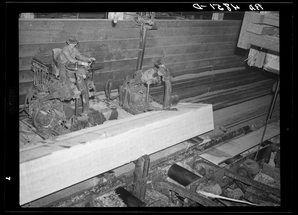Sawmill worker. Longview, Washington. Sourced from the Library of Congress.