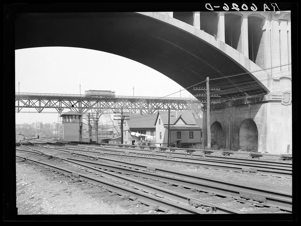 Housing under Wisconsin Avenue viaduct. Milwaukee, Wisconsin. Sourced from the Library of Congress.