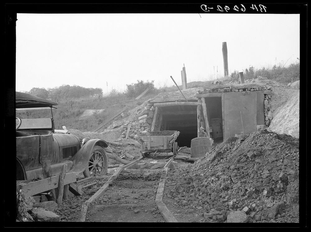 A coal mine in southern Iowa. Near Ottumwa, off U.S. Highway No. 34. Sourced from the Library of Congress.