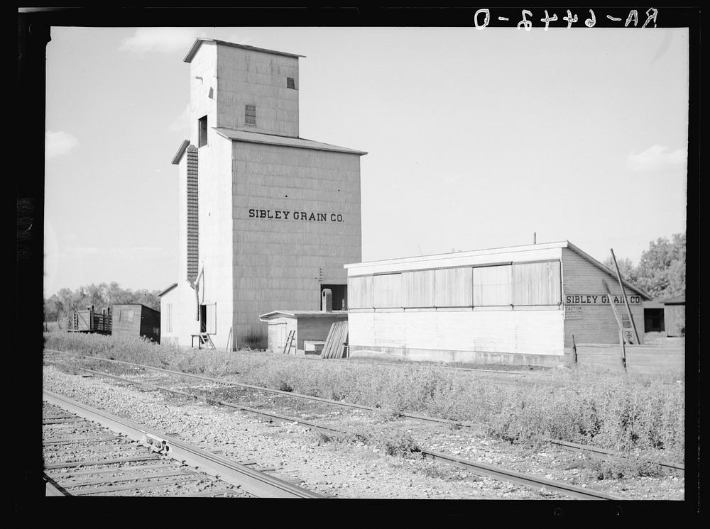 Grain elevator near Gibson City, Illinois. Sourced from the Library of Congress.