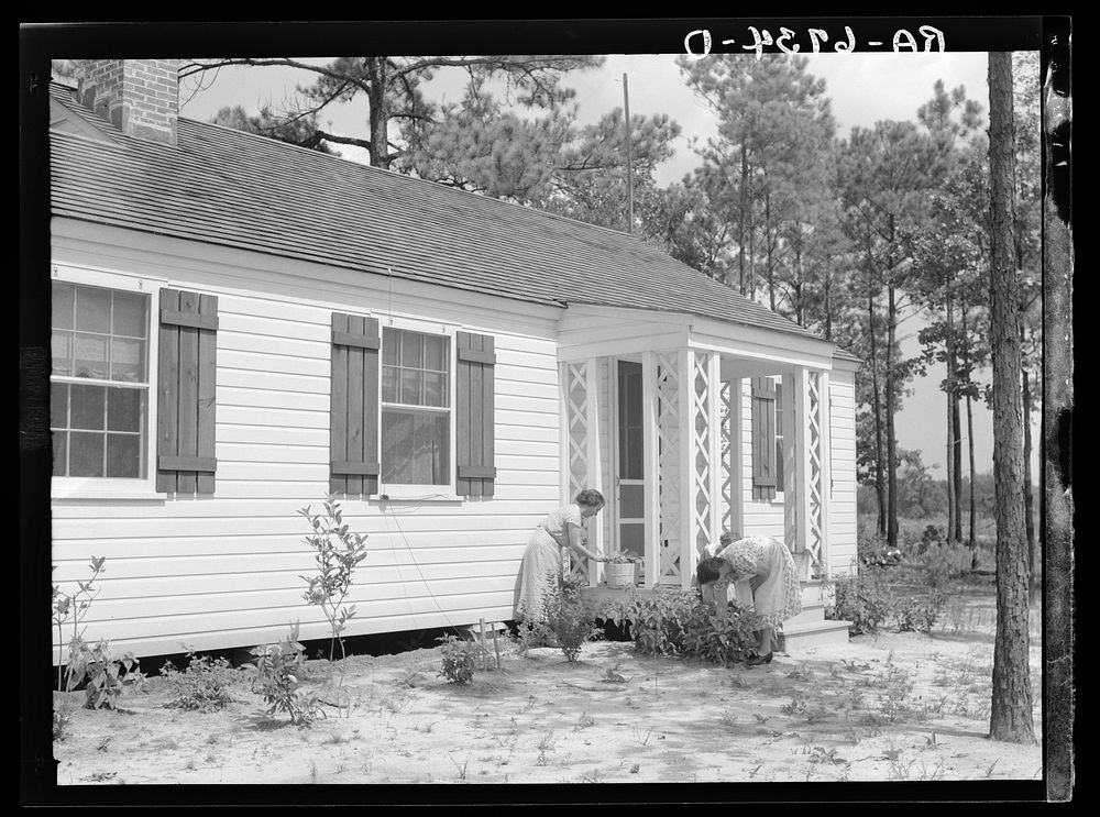 Housewives pulling weeds. Penderlea Homesteads, North Carolina. Sourced from the Library of Congress.