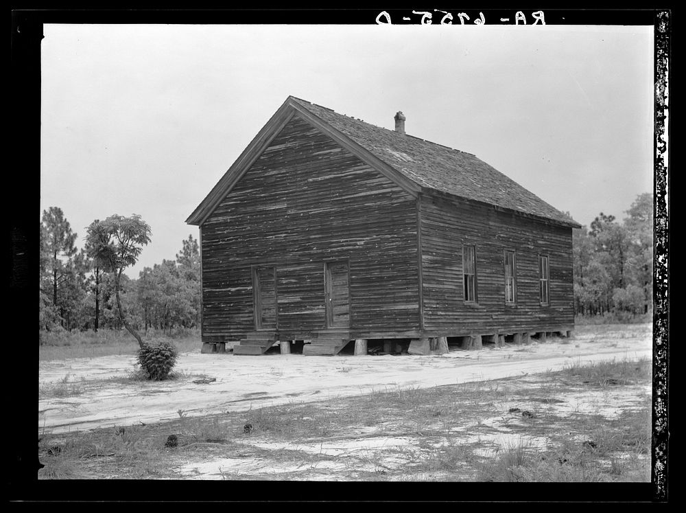 Palmetto church still frequented by white congregation at the Sandhills agricultural demonstration project. Near Cheraw…