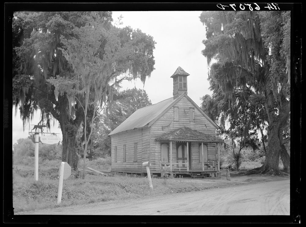 Church at crossroads on sealevel highway, south of Charleston, South Carolina. Sourced from the Library of Congress.