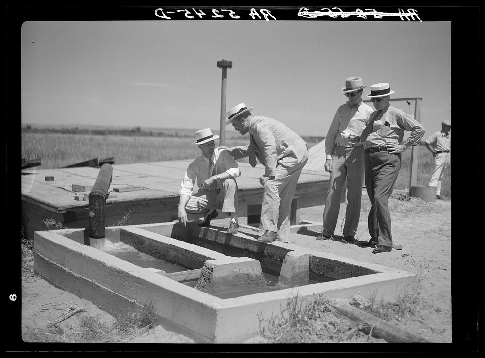 A little water for a thirsty land. Drought committee inspects artesian well irrigation project. Baca County, Colorado.…