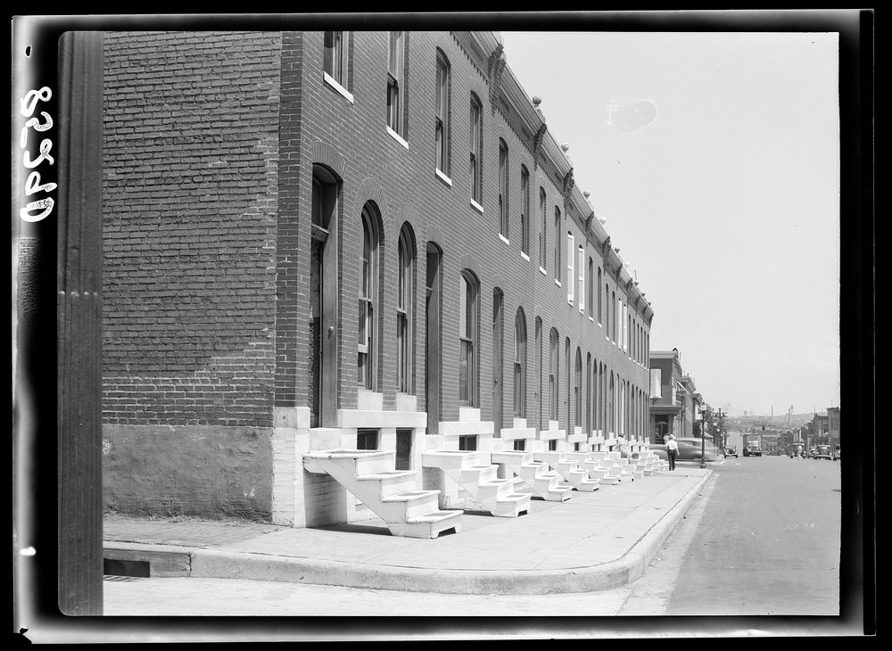 Row houses with white steps. Baltimore, Maryland. Sourced from the Library of Congress.