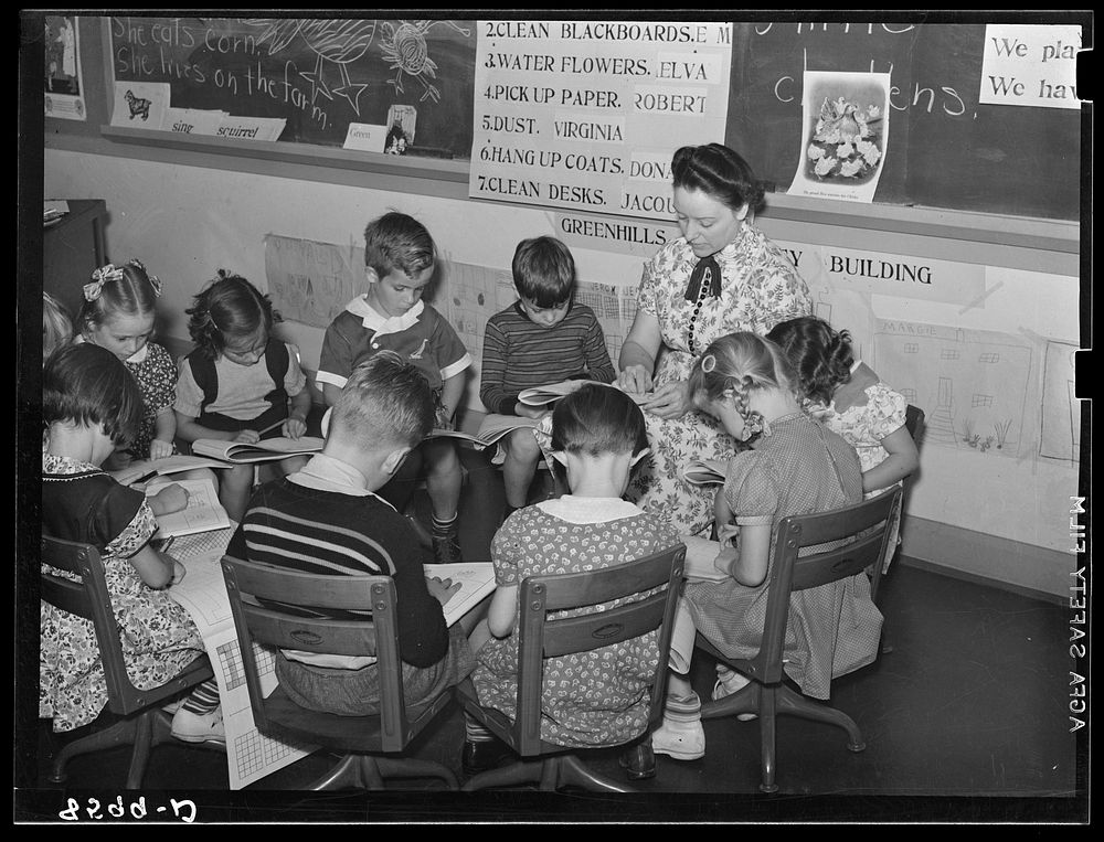 First grade in Greenhills school. Ohio. Sourced from the Library of Congress.