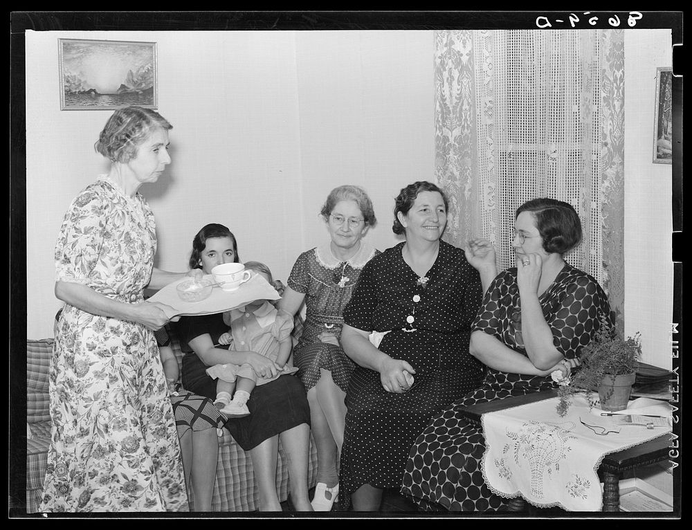Farm ladies at meeting of the Helping Hand society. Gage County, Nebraska. Sourced from the Library of Congress.