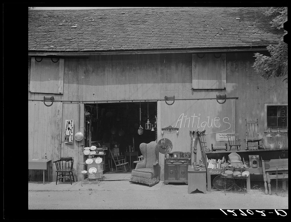 Antique shop in old barn near Canaan, Connecticut. Sourced from the Library of Congress.