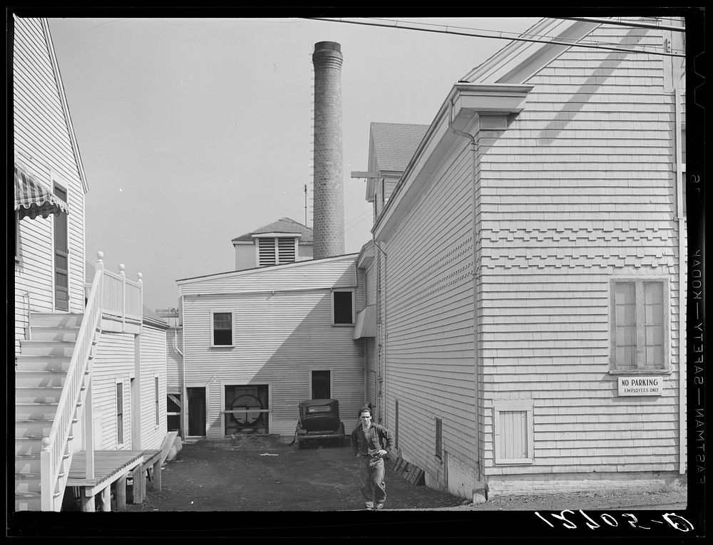 One of the few fish freezers still in operation. Provincetown, Massachusetts. Sourced from the Library of Congress.
