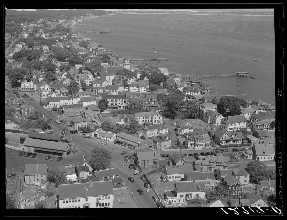 View of the town from the Pilgrim monument. Provincetown, Massachusetts. Sourced from the Library of Congress.