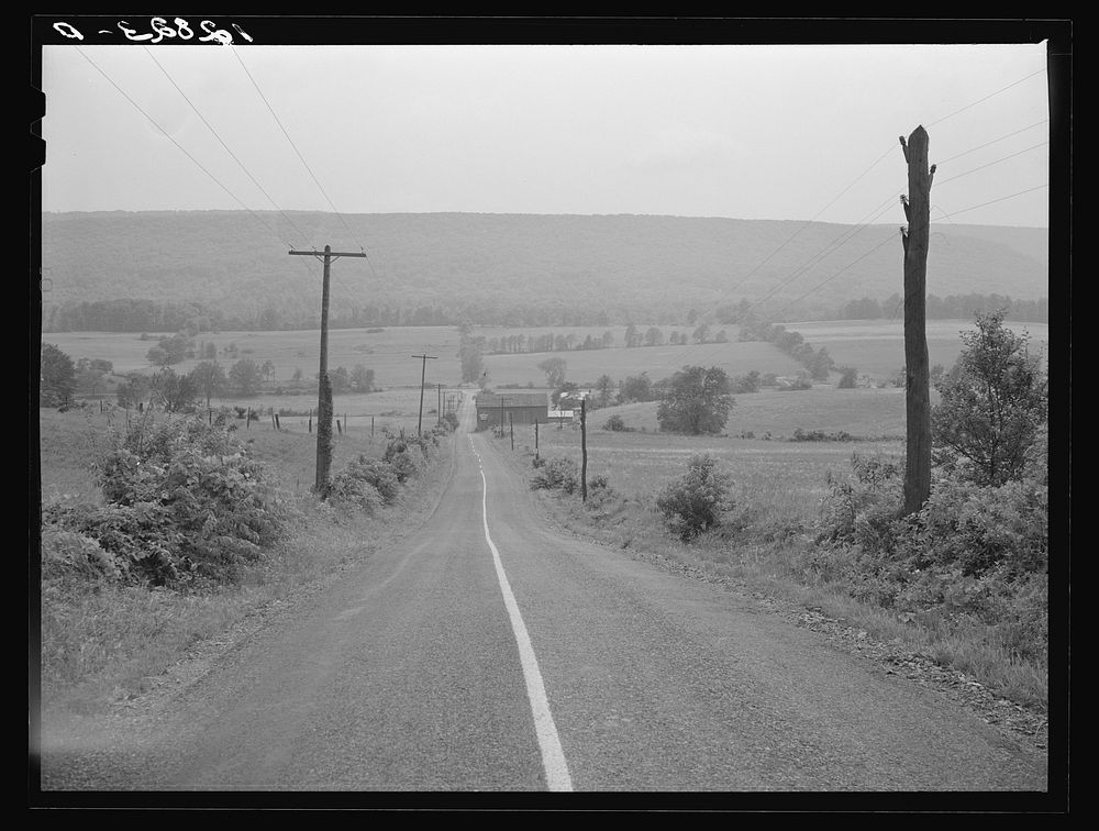 Road from State College to Pine Grove Mills, Pennsylvania. Sourced from the Library of Congress.