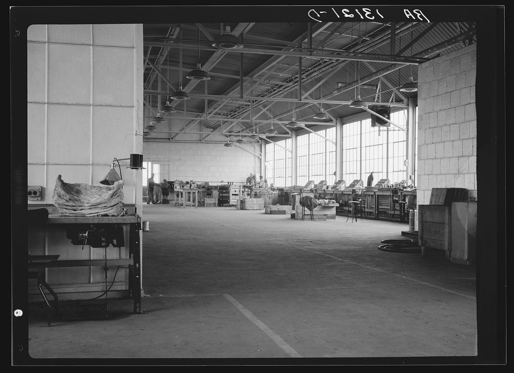Vacuum cleaner factory. Arthurdale project, Reedsville, West Virginia. Sourced from the Library of Congress.