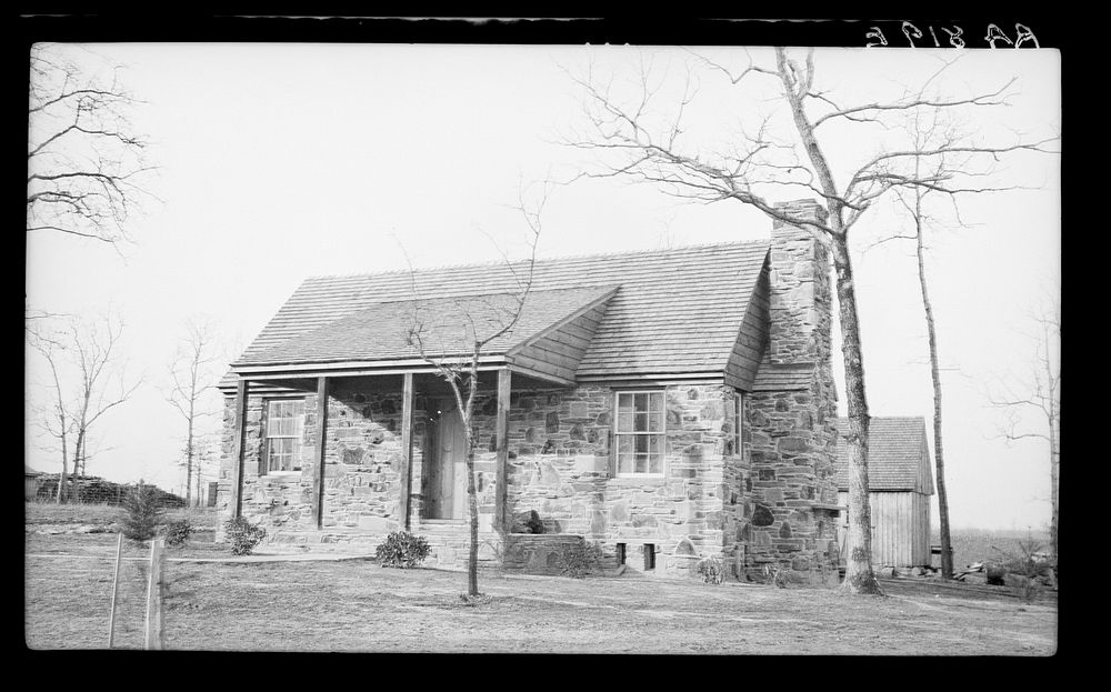 [Untitled photo, possibly related to: House at Cumberland Homesteads. Crossville, Tennessee]. Sourced from the Library of…