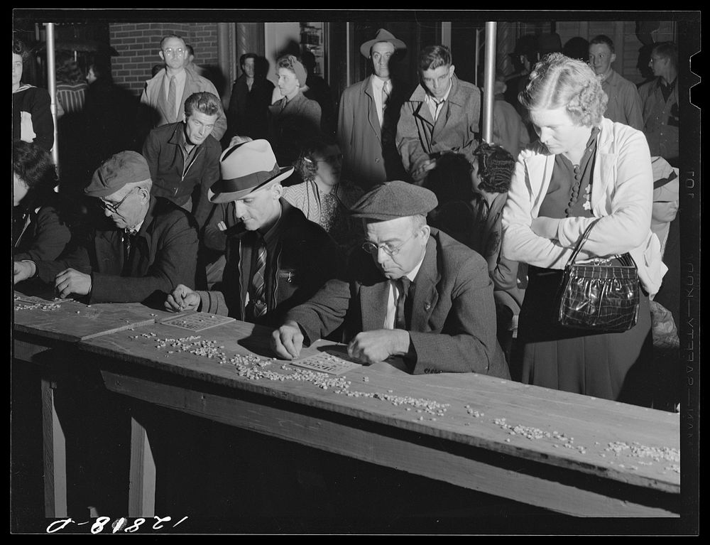 [Untitled photo, possibly related to: Bingo game, July 4th celebration. State College, Pennsylvania]. Sourced from the…