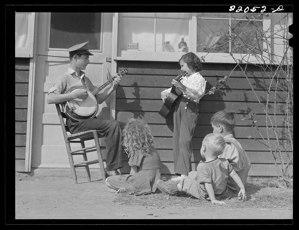 Weslaco, Texas. FAS (Farm Security Administration) camp. Younger members of Drake family. Sourced from the Library of…