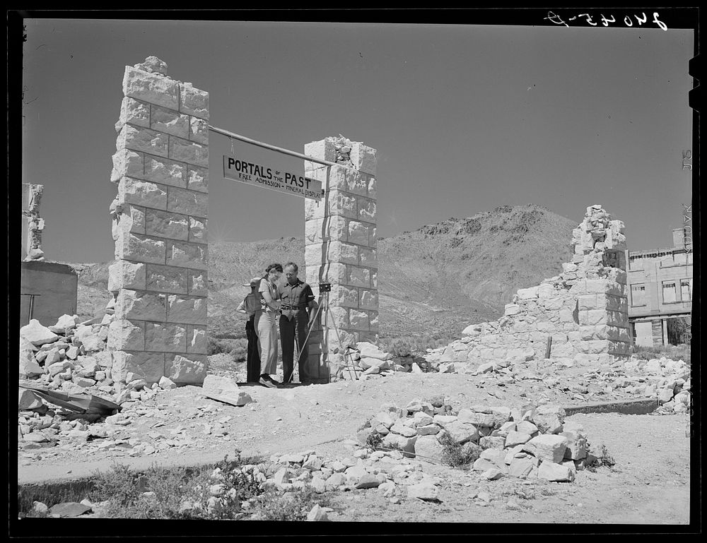 Tourists at Rhyolite, Nevada. Sourced from the Library of Congress.