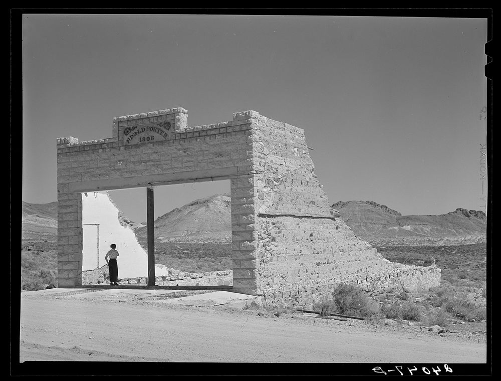 Tourist at Rhyolite, Nevada. Sourced from the Library of Congress.