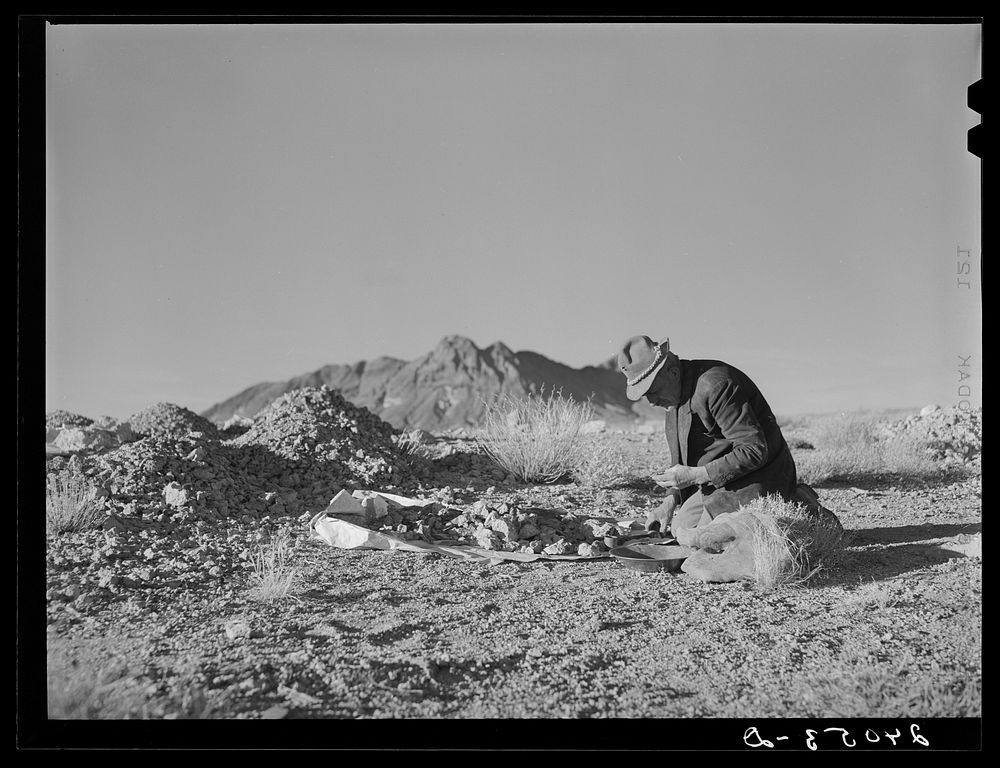 Prospector testing ore samples. Esmeralda County, Nevada. Sourced from the Library of Congress.
