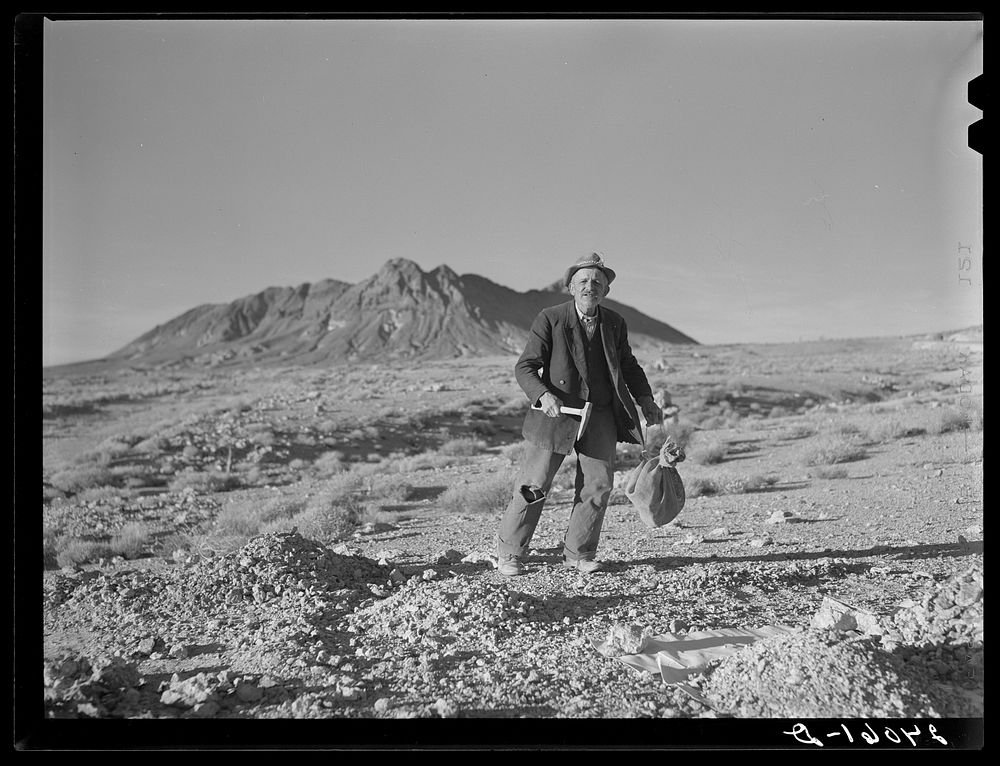 Rocky Mountain George, sixty-eight year old prospector. Esmeralda County, Nevada. Sourced from the Library of Congress.
