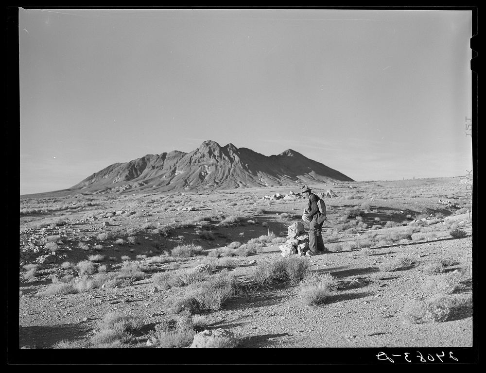 Prospector marking his claim. Esmeralda County, Nevada. Sourced from the Library of Congress.