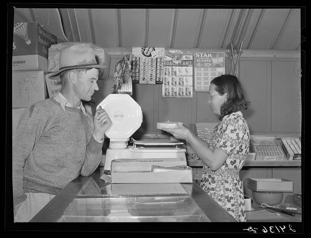 Cooperative store. Shafter migrant camp. Shafter, California. Sourced from the Library of Congress.