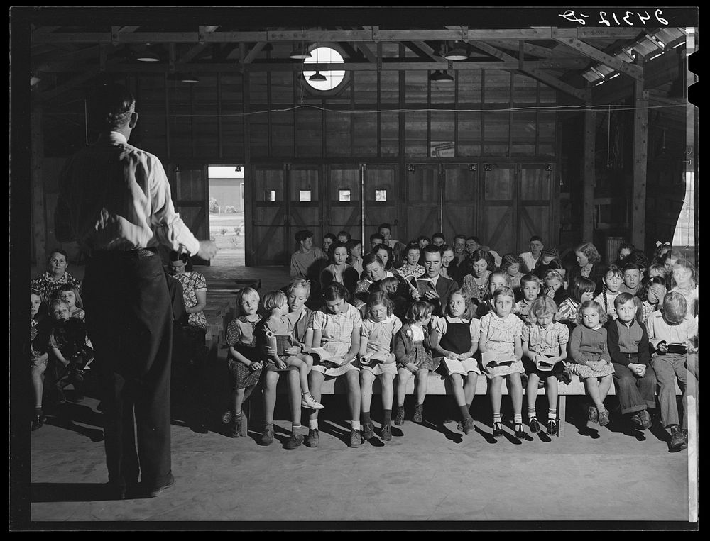 Sunday school. Tulare migrant camp. Visalia, California. Sourced from the Library of Congress.