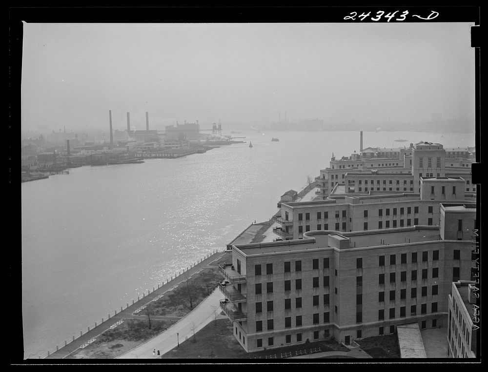 Welfare Island from Queensboro Bridge. New York City. Sourced from the Library of Congress.