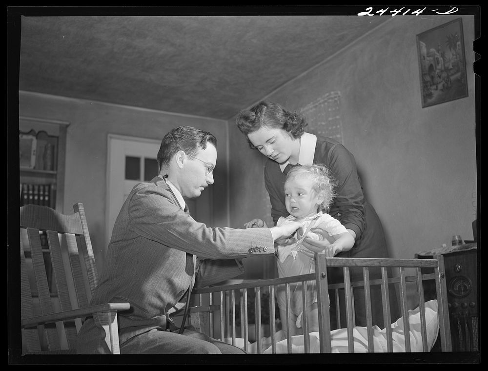 [Untitled photo, possibly related to: Dr. Tabor examining Roscoe Loudin. Dailey, West Virginia]. Sourced from the Library of…
