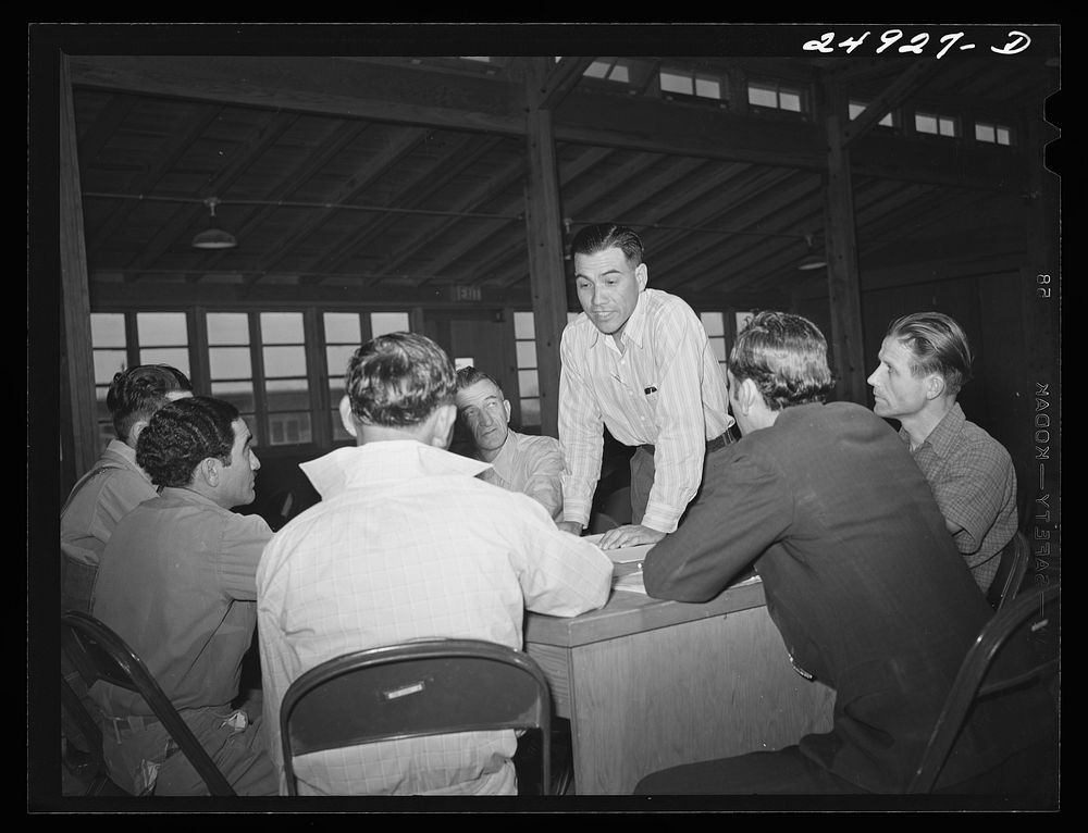 [Untitled photo, possibly related to: Sinton, Texas. FSA (Farm Security Administration) camp. Community council meeting].…