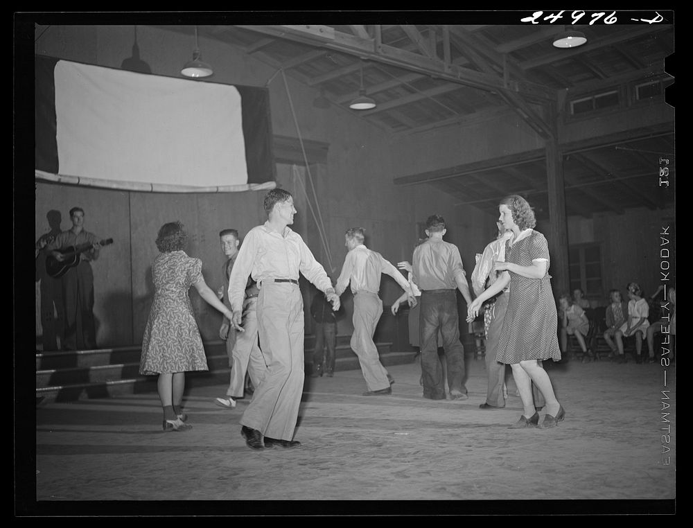Weslaco, Texas. FSA (Farm Security Administration) camp. Square dancing, Saturday night. Sourced from the Library of…