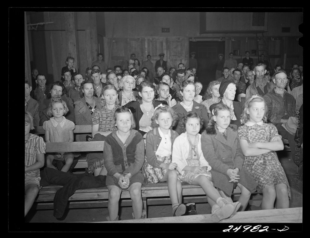 [Untitled photo, possibly related to: Weslaco, Texas. Camp meeting. FSA (Farm Security Administration) farm workers' camp].…