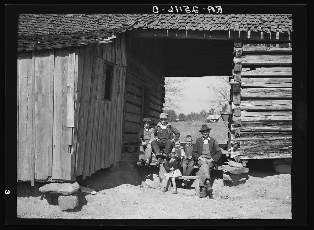 Joe Handley, tenant farmer, and part of his family. Walker County, Alabama. Sourced from the Library of Congress.