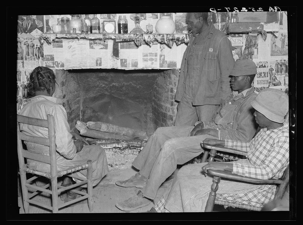 [Untitled photo, possibly related to: es, descendants of former slaves of the Pettway Plantation. They are living under…